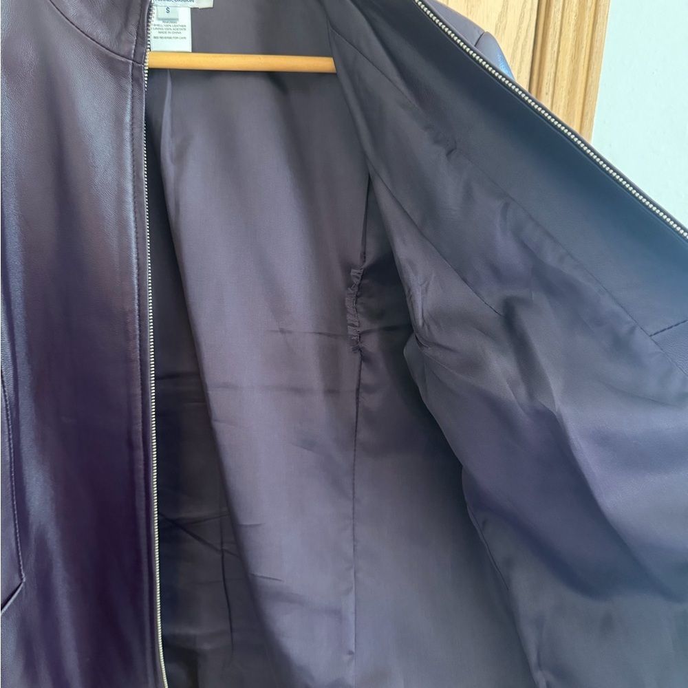 PENDLETON Plum Purple Moto Zipper Front High Collar 100% Leather Jacket Size S - Picture 9 of 16